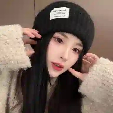 浪莎 日系简约纯色堆堆帽大头围针织显脸小户外休闲保暖护耳包头帽 聚酯纤维 绒线帽 男女同款情侣款