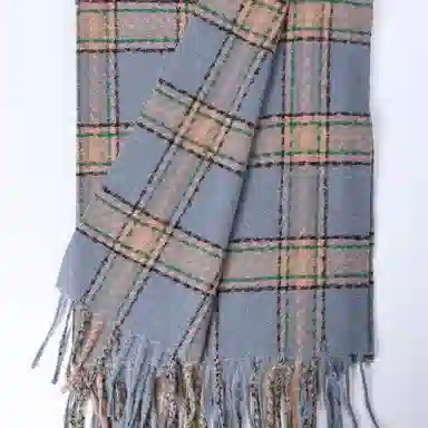 浪莎 韩系氛围感格子保暖百搭学院风配饰格纹 聚酯纤维 绒线围巾 男女同款情侣款