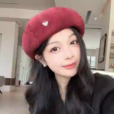 浪莎 复古英伦风简约时尚 纯色爱心时髦个性美拍逛街 聚酯纤维 贝雷帽 女款