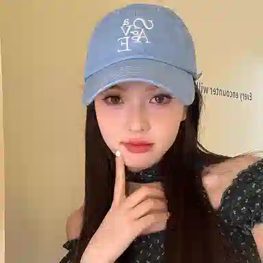 浪莎 美式复古做旧水洗英文刺绣纯色大头围显脸小遮阳帽休闲运动 棉 鸭舌帽 男女同款情侣款