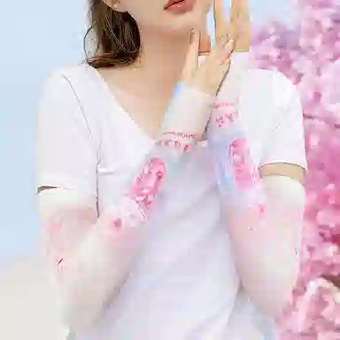 浪莎 梦幻满杯印花 扎染冰凉护臂袖套遮阳户外骑车 锦纶 防晒袖 女款