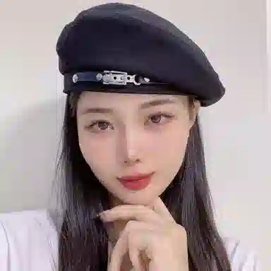 浪莎 皮带金属扣小众设计休闲时尚百搭个性潮牌画家帽 锦纶 贝雷帽 女款