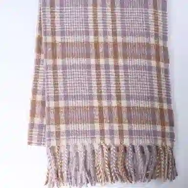 浪莎 超显白学院风格纹双面仿羊绒披肩秋冬季学生保暖流苏围脖 礼盒装 聚酯纤维 绒线围巾 男女同款情侣款