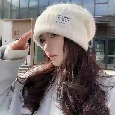 浪莎 日系简约纯色堆堆帽大头围针织显脸小户外休闲保暖护耳包头帽 聚酯纤维 绒线帽 男女同款情侣款