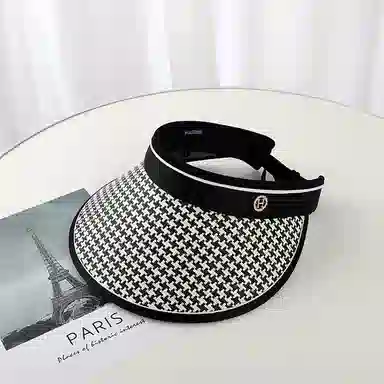 浪莎 韩版千鸟格子沙滩户外休闲骑行时尚遮阳帽 聚酯纤维 防晒帽 女款