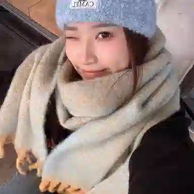 浪莎 秋冬纯色款百搭加厚软糯仿羊绒格子围脖高级感百搭加长保暖围脖 礼盒装 聚酯纤维 绒线围巾 男女同款情侣款