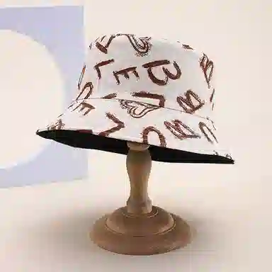 浪莎 字母印花涂鸦潮人小众设计街头时尚高顶显脸小 棉 渔夫帽 男女同款情侣款