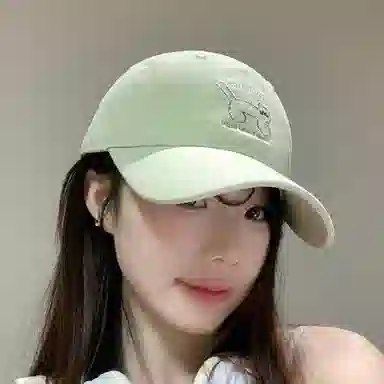 浪莎 日系可爱猫咪刺绣软顶春夏季户外出游休闲百搭学生大头围显脸小防晒遮阳 棉 鸭舌帽 男女同款情侣款