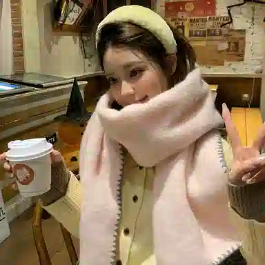 浪莎 超软糯锁边含羊毛围巾女生冬季纯色加厚保暖百搭韩系氛围感围脖护颈披肩 男女同款情侣款 礼盒装 绒线围巾 男女同款情侣款