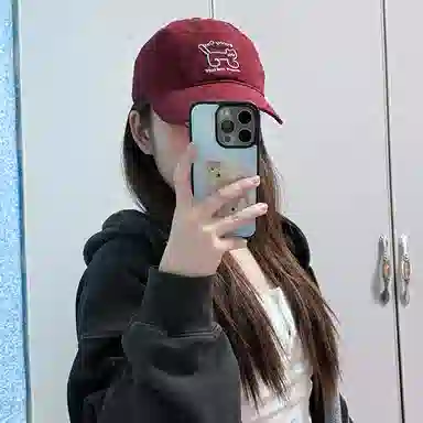 浪莎 日系可爱猫咪刺绣软顶春夏季户外出游休闲百搭学生大头围显脸小防晒遮阳 棉 鸭舌帽 男女同款情侣款