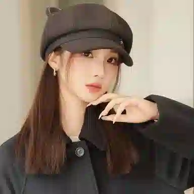 浪莎 复古英伦风报童帽简约纯色八角帽可爱耳朵时尚百搭潮流画家帽 聚酯纤维 贝雷帽 女款