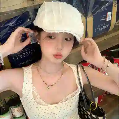 浪莎 日韩小众设计毛边简约纯色时尚百搭显脸小文艺 聚酯纤维 贝雷帽 男女同款情侣款