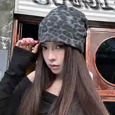 浪莎 美式个性扎染豹户外休闲 棉 绒线帽 男女同款情侣款