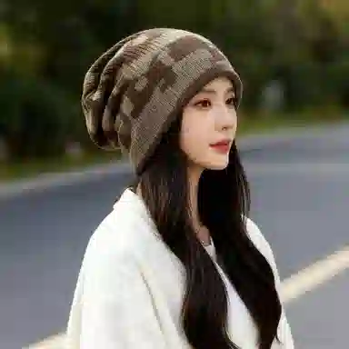 浪莎 韩系个性字母提花大头围小众设计秋冬季出街通勤百搭 腈纶 绒线帽 男女同款情侣款