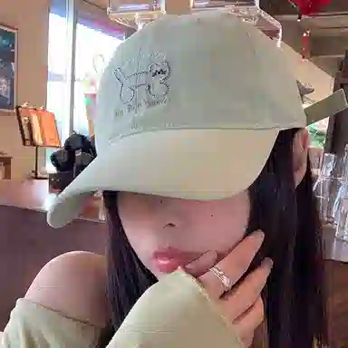 浪莎 日系可爱猫咪刺绣软顶春夏季户外出游休闲百搭学生大头围显脸小防晒遮阳 棉 鸭舌帽 男女同款情侣款