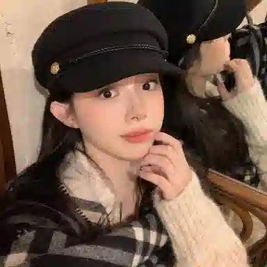 浪莎 法式复古英伦风绑带海军帽简约纯色平顶帽潮流时髦百搭 棉 贝雷帽 男女同款情侣款