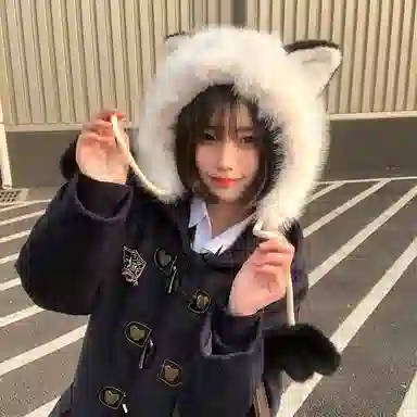 浪莎 日系可爱卡通腮红猫咪耳朵保暖学生护耳通勤百搭 聚酯纤维 绒线帽 女款