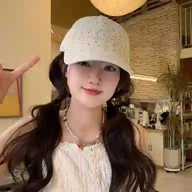 浪莎 韩系小碎花字母刺绣波点大帽檐显脸小休闲高街出行 棉 鸭舌帽 男女同款情侣款