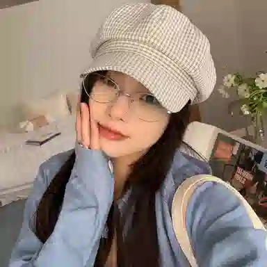 浪莎 韩系早秋千鸟格纹薄款复古英伦风百搭休闲 棉 贝雷帽 男女同款情侣款