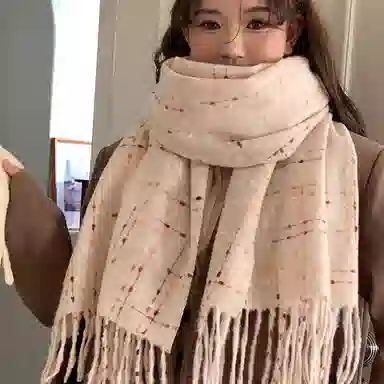 浪莎 学院风氛围感仿羊绒格子流苏秋冬季加长加厚保暖围脖披肩 赠礼礼盒装 绒线围巾 男女同款情侣款