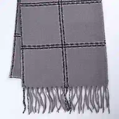 浪莎 秋冬经典百搭黑灰格子仿羊绒高级感围脖披肩 心动礼盒装 聚酯纤维 绒线围巾 男女同款情侣款