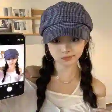 浪莎 韩系早秋千鸟格纹薄款复古英伦风百搭休闲 棉 贝雷帽 男女同款情侣款