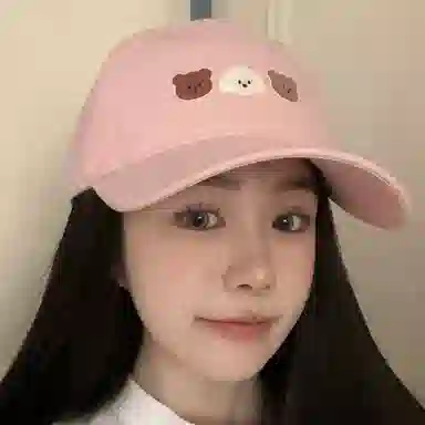 浪莎 日系可爱卡通小熊 轻薄透气户外出行防晒遮阳 时尚百搭大头围显脸小 棉 鸭舌帽 男女同款情侣款