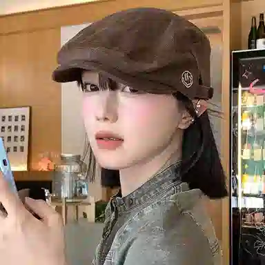 浪莎 美拉德轻奢文艺显脸小百搭大头围出游美拍报童帽 棉（灯芯绒） 贝雷帽 男女同款情侣款