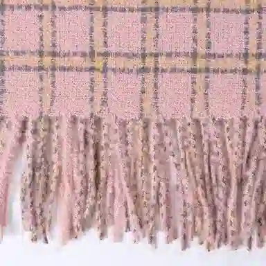 浪莎 小清新韩版高级感格纹流苏简约围脖秋冬季时尚仿羊绒保暖 心动礼盒装 聚酯纤维 绒线围巾 男女同款情侣款