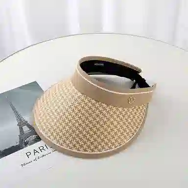 浪莎 韩版千鸟格子沙滩户外休闲骑行时尚遮阳帽 聚酯纤维 防晒帽 女款