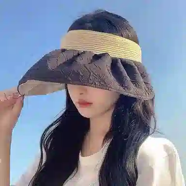 浪莎 沙滩清新透气轻盈舒适双面穿戴户外高街 聚酯纤维 防晒帽 女款