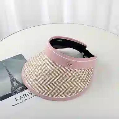 浪莎 韩版千鸟格子沙滩户外休闲骑行时尚遮阳帽 聚酯纤维 防晒帽 女款