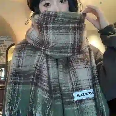 浪莎 拍照超出片的复古美拉德格子围巾韩系高级氛围感加厚保暖围脖 男女同款情侣款 礼盒装 绒线围巾 男女同款情侣款