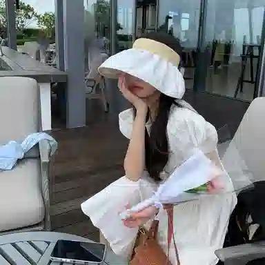 浪莎 沙滩清新透气轻盈舒适双面穿戴户外高街 聚酯纤维 防晒帽 女款
