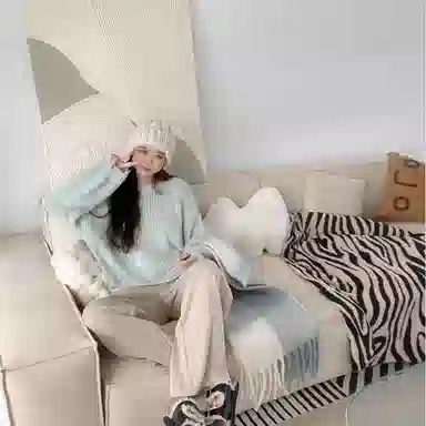 浪莎 柔软温柔大格保暖 聚酯纤维 绒线围巾 男女同款情侣款