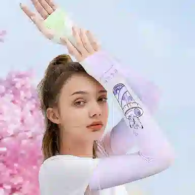 浪莎 梦幻满杯印花 扎染冰凉护臂袖套遮阳户外骑车 锦纶 防晒袖 女款