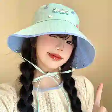 浪莎 春夏季可爱纽扣字母速干户外出游登山露营遮阳防晒大头围显脸小盆帽 聚酯纤维 渔夫帽 男女同款情侣款