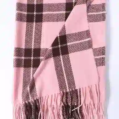 浪莎 格纹双面仿羊绒披肩高级感保暖流苏围脖 聚酯纤维 绒线围巾 男女同款情侣款