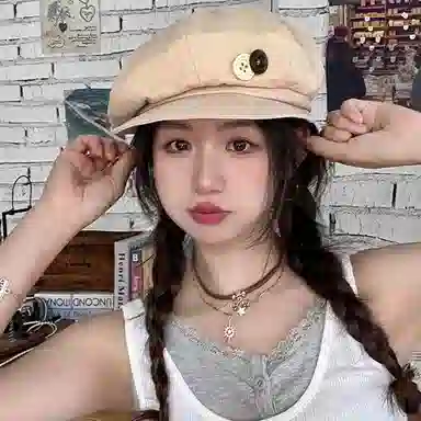 浪莎 韩系田园风纽扣八角云朵 薄款大头围出街美拍显脸小 棉 贝雷帽 女款