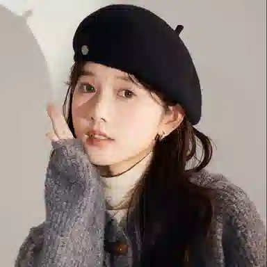 浪莎 英伦风金属标简约纯色时尚百搭保暖 羊毛 贝雷帽 男女同款情侣款