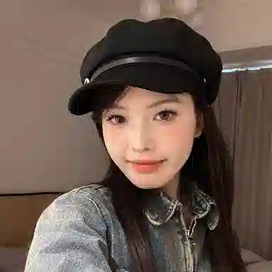 浪莎 法式小香风气质皮扣轻奢感显脸小户外休闲 棉 贝雷帽 男女同款情侣款