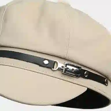 浪莎 英伦复古简约纯色金属扣八角帽时尚学院风文艺八角帽 腈纶 贝雷帽 女款