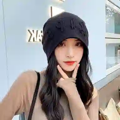 浪莎 日系简约纯色包头帽子大头围显脸小冷帽复古百搭针织 聚酯纤维 绒线帽 男女同款情侣款