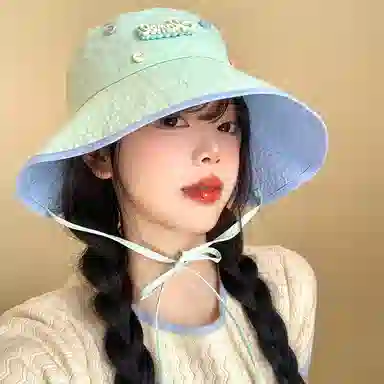 浪莎 春夏季可爱纽扣字母速干户外出游登山露营遮阳防晒大头围显脸小盆帽 聚酯纤维 渔夫帽 男女同款情侣款