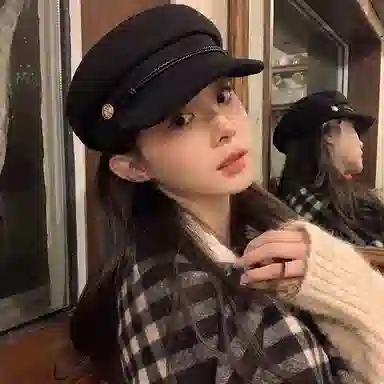 浪莎 法式复古英伦风绑带海军帽简约纯色平顶帽潮流时髦百搭 棉 贝雷帽 男女同款情侣款