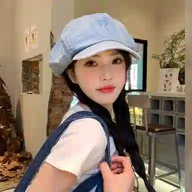 浪莎 美式水洗牛仔大头围显脸小复古高级感百搭 棉 贝雷帽 女款