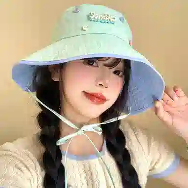 浪莎 春夏季可爱纽扣字母速干户外出游登山露营遮阳防晒大头围显脸小盆帽 聚酯纤维 渔夫帽 男女同款情侣款