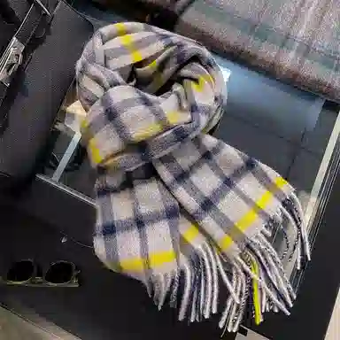 【精选羊毛】 浪莎 冬季英伦风格子保暖防寒百搭加厚保暖围脖 盒装 绒线围巾 男女同款情侣款