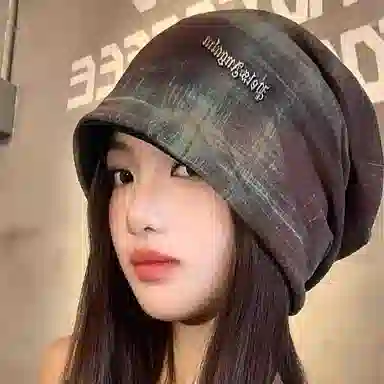 浪莎 韩式扎染潮流百搭显脸小户外休闲旅拍包头 棉 绒线帽 男女同款情侣款