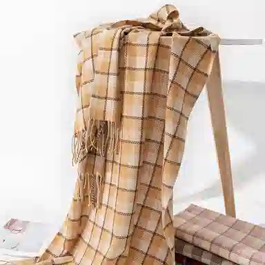 浪莎 韩版甜美保暖 百搭经典格子学院风加厚保暖 绒线围巾 男女同款情侣款 礼盒装